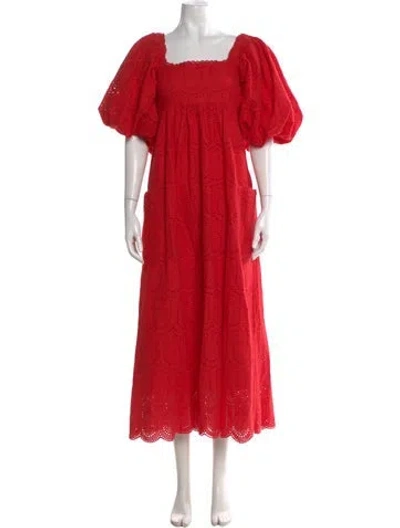 Pre-owned Farm Rio Patterned Long Dress In Red