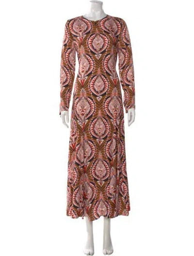 Pre-owned Farm Rio Patterned Long Dress W/ Tags In Multi