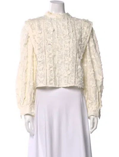 Pre-owned Farm Rio Patterned Long Sleeve Blouse In Neutral