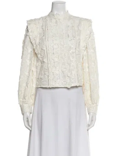 Pre-owned Farm Rio Patterned Long Sleeve Blouse W/ Tags In Neutral