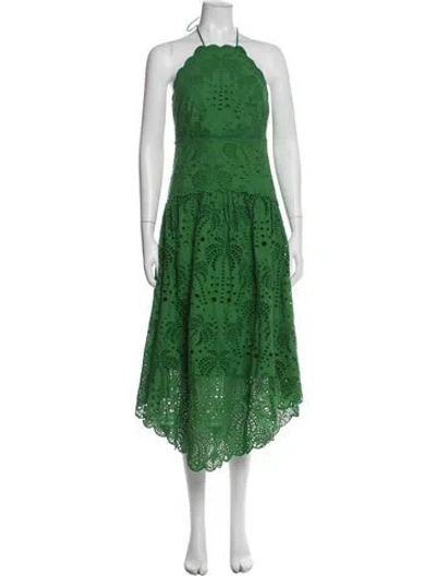 Pre-owned Farm Rio Patterned Midi Length Dress In Green