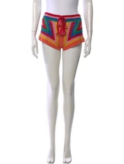 Pre-owned Farm Rio Patterned Mini Shorts In Orange