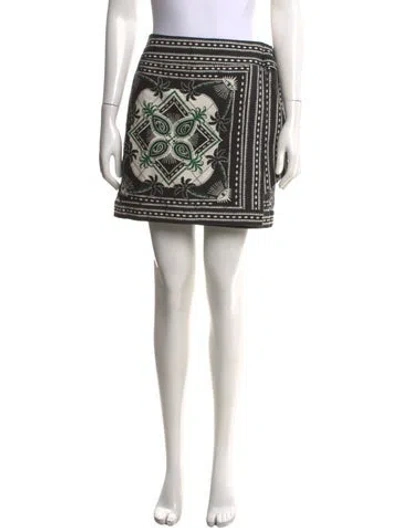Pre-owned Farm Rio Patterned Mini Skirt In Black