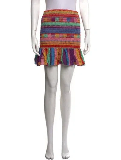 Pre-owned Farm Rio Patterned Mini Skirt In Blue/pink/red