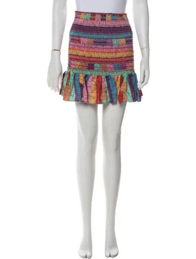 Pre-owned Farm Rio Patterned Mini Skirt In Blue/pink/red
