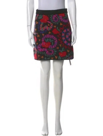 Pre-owned Farm Rio Patterned Mini Skirt In Red