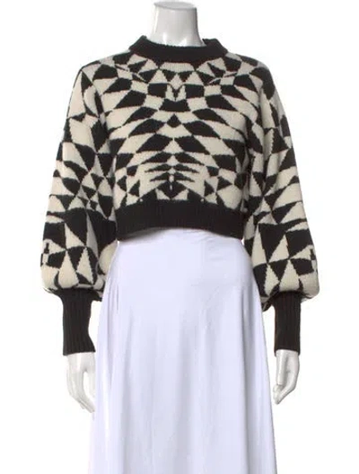 Pre-owned Farm Rio Patterned Mock Neck Sweater In Black