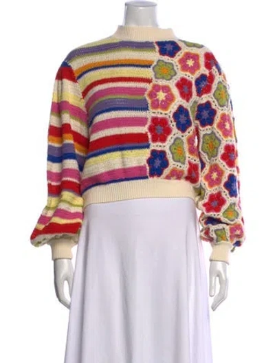 Pre-owned Farm Rio Patterned Mock Neck Sweater In Multicolor