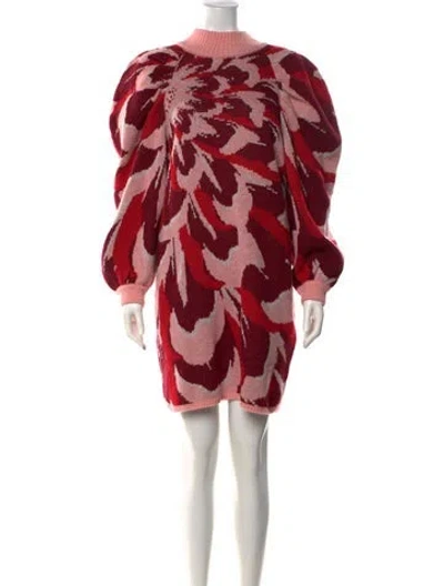 Pre-owned Farm Rio Patterned Mock Neck Sweater In Red