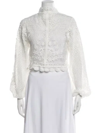 Pre-owned Farm Rio Patterned Mock Neck Top In Neutral