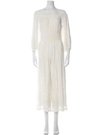Pre-owned Farm Rio Patterned Off-the-shoulder Jumpsuit In Neutral
