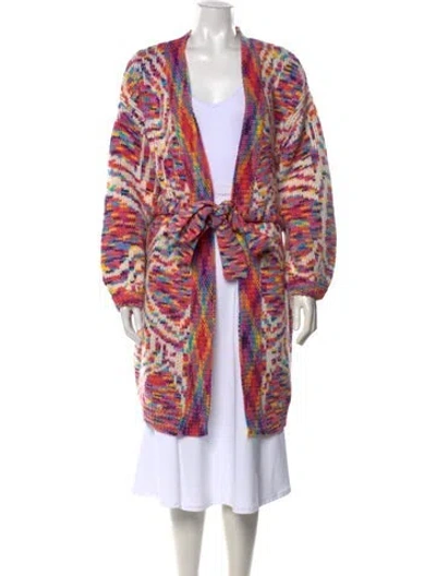 Pre-owned Farm Rio Patterned Open Front Sweater In Multicolor
