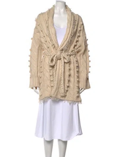 Pre-owned Farm Rio Patterned Open Front Sweater In Neutral