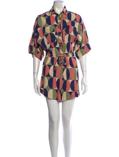 Pre-owned Farm Rio Patterned Romper In Multicolor