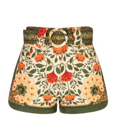 Farm Rio Patterned Shorts In Green