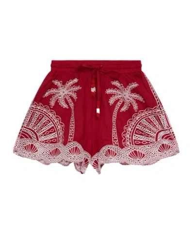 Farm Rio Patterned Shorts In Red