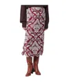 Farm Rio Patterned-jacquard Scallop-hem Midi Skirt In Burgundy