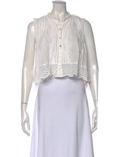 Pre-owned Farm Rio Patterned Sleeveless Top In White