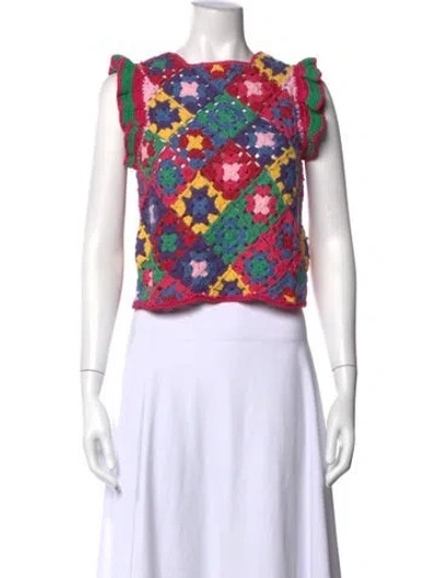 Pre-owned Farm Rio Patterned Square Neckline Sweater W/ Tags In Neutral