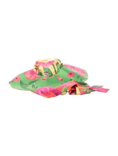 Pre-owned Farm Rio Patterned Sun Hat In Green