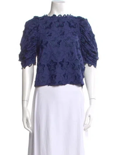 Pre-owned Farm Rio Patterned Top In Blue