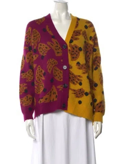 Pre-owned Farm Rio Patterned V-neck Sweater In Multi