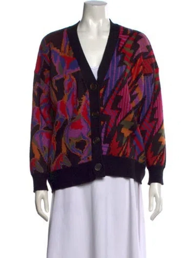 Pre-owned Farm Rio Patterned V-neck Sweater In Multicolor