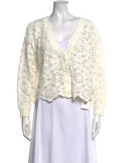 Pre-owned Farm Rio Patterned V-neck Sweater In Neutrals