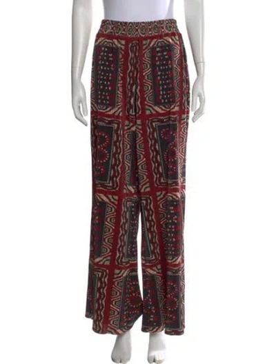 Pre-owned Farm Rio Patterned Wide Leg Pants In Red