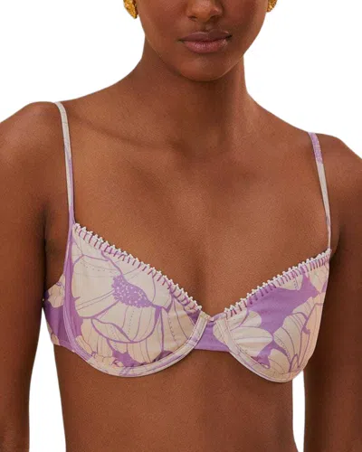 Farm Rio Paula Floral Bikini Top In Purple