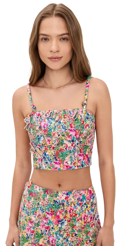 Farm Rio Peasant Floral Butterfly Top Peasant Floral Off-white In Multi