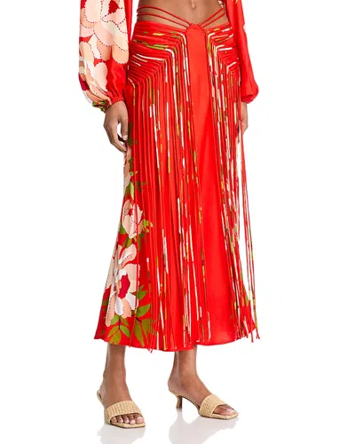 Farm Rio Peony Maxi Skirt - Exclusive In Peony Red