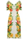 Farm Rio Picnic Flower Printed Linen Maxi Dress In Multi