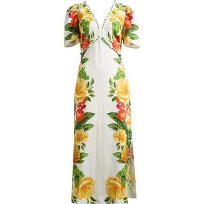 Farm Rio Picnic Flowers Linen Maxi Dress