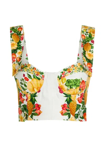 Farm Rio Picnic Flowers Printed Linen Top