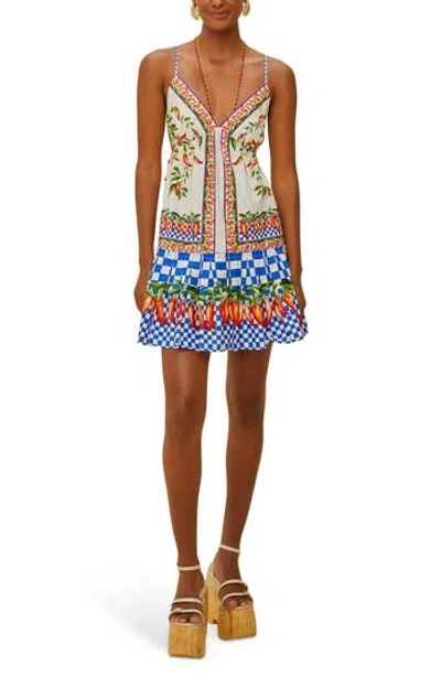 Farm Rio Picnic Peppers Ainika Mini Dress Picnic Peppers Ainika Off White