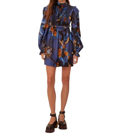 Farm Rio Pietra Floral Mini Dress In Black