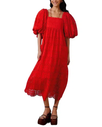 Farm Rio Pineapple Eyelet Maxi Dress In Red