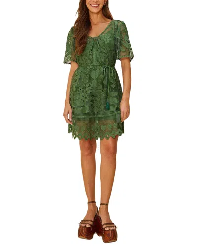Farm Rio Pineapple Guipure Green Mini Dress In Gray