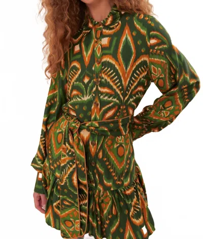 Farm Rio Pineapple Ikat Mini Dress In Green