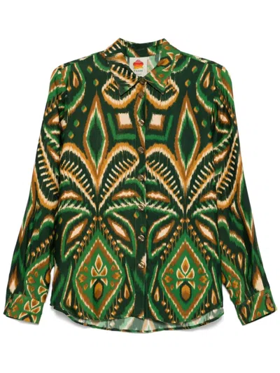 Farm Rio Pineapple Ikat Shirt In 绿色