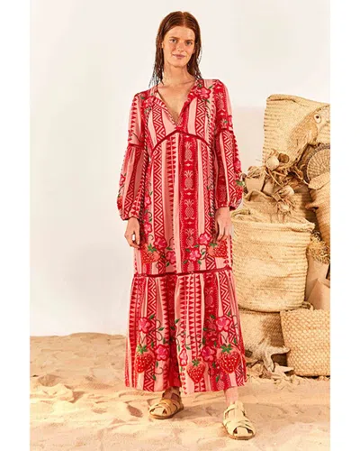 Farm Rio Pineapple Jacquard Maxi Dress In Red