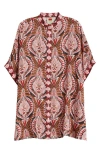 Farm Rio Pineapple Jewelry Metallic Thread Cover-up Shirt In Pineapple Jewelry Mu