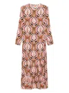 Farm Rio Pineapple Jewelry Multicolor Midi Dress With Flared Hem And All-over Floral Print In Tech Fabric Wom In Black