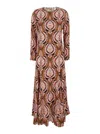 Farm Rio Pineapple Jewelry Multicolor Midi Dress With Flared Hem And All-over Floral Print In Tech Fabric Wom