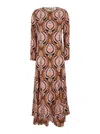 Farm Rio Pineapple Jewelry Multicolor Midi Dress With Flared Hem And All-over Floral Print In Tech Fabric Wom In Multicolor