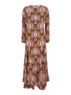 Farm Rio Pineapple Jewelry Multicolor Midi Dress With Flared Hem And All-over Floral Print In Tech Fabric Wom In Multicolor