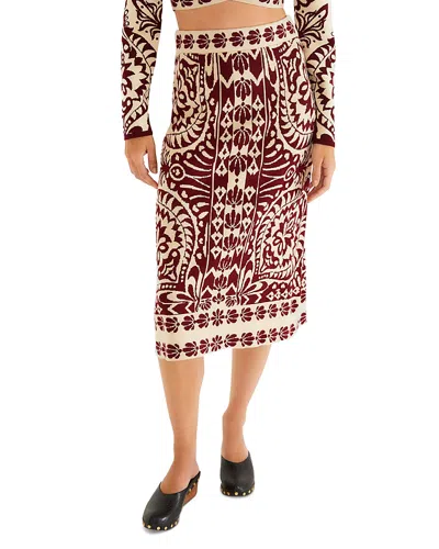 Farm Rio Pineapple Love Knit Midi Skirt In Multi