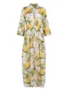 Farm Rio Pineapple-print Belted Dress In White