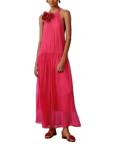Farm Rio Pink Flower Maxi Dress In Red